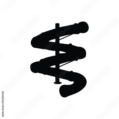 Water Slide Silhouette Vector Icon Set Featuring Black Amusement Park Slide Symbols Isolated on White Background