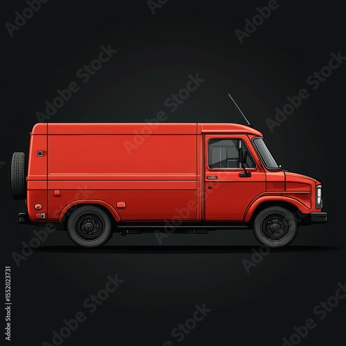 Classic red cargo truck parked on a plain dark background showcasing its simple design and robust features