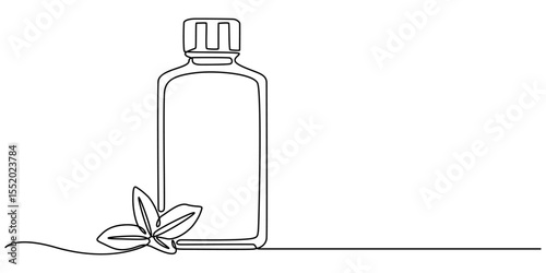 Mouthwash in one continuous line. One line drawing, minimalism. Vector illustration, mouthwash pro vector concept. mouthwash bottle, Dental care products, Dispenser Bottle with Liquid white background