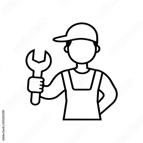 outline of handyman with wrench