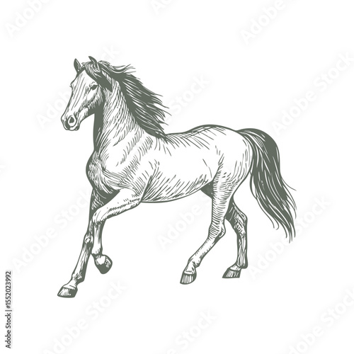 A sketch art of a horse running, showing the initial outline