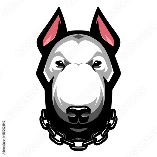 Bull terrier head icon. Dog logo. Fighting dogs label, sport mascot. T-shirt print.