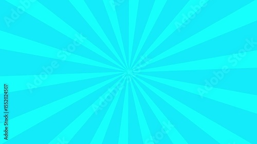 Bright blue cartoon radial burst sunlight rays expanding from central point abstract background design