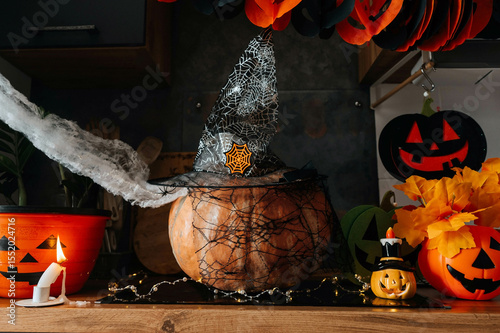 Happy Halloween. Kitchen decoration for Halloween.