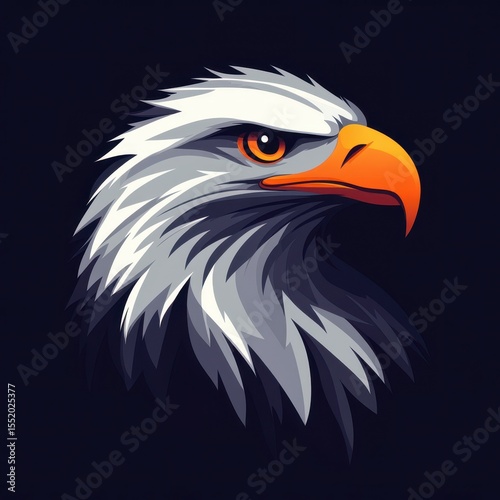 Majestic eagle with striking features perched against a dark background showcasing its powerful presence and keen gaze