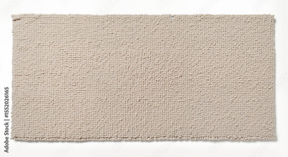 Fototapeta premium Textured beige rug with soft fibers on a light background for home decor concept