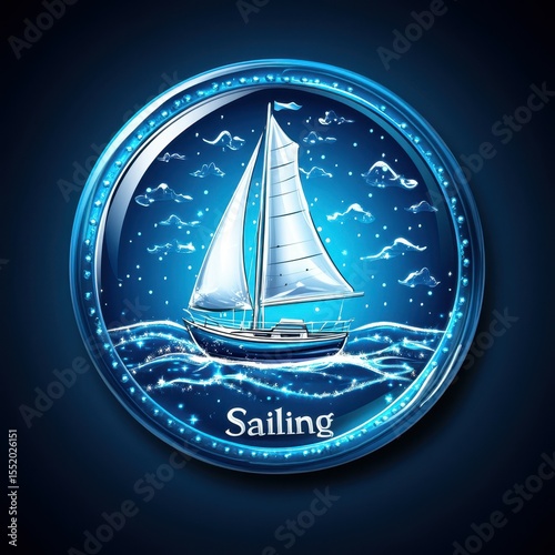 Sailing through sparkling blue waters under a starlit sky with a majestic white sailboat gliding smoothly on calm waves