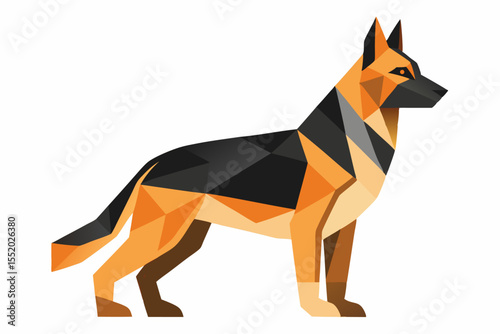 High-quality cartoon illustration of a German Shepherd dog sitting obediently with a friendly expression. Ideal for pet-related designs, educational materials, veterinary branding, dog training conten