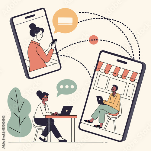 Remote teammates connecting through a mobile video call