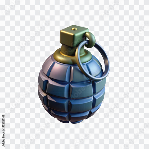 3D Grenade Icon PNG | Explosive Weapon, Military Equipment, Combat Danger Symbol Illustration