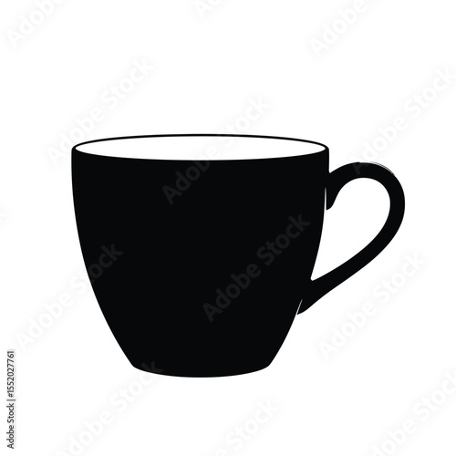 Black ceramic coffee mug isolated on a white background, an empty single beverage object for hot drinks