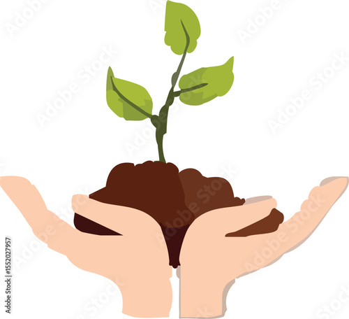 Sprout in Hands represents new beginnings, nurturing growth and sustainability, reflecting care for the environment.
