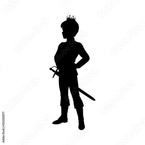 Kid prince silhouette vector flat illustration design.