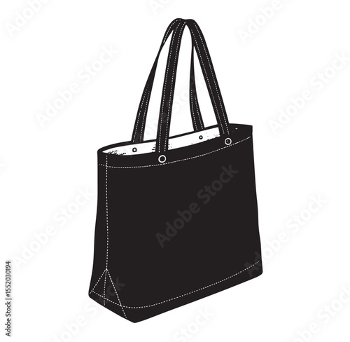 Black Tote Bag Fashion Accessory Vector Graphic 