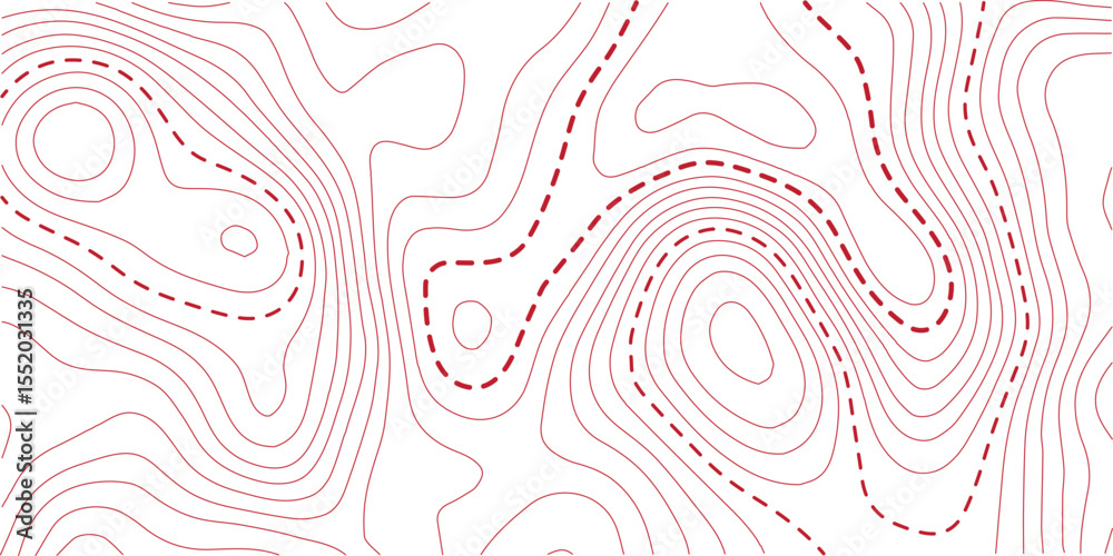 Fototapeta premium Seamless pattern with background. Background with red lines. Topographic red line on White background texture