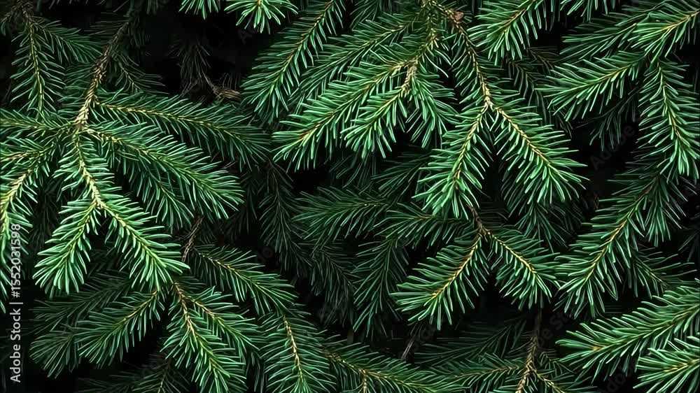 Green spruce tree branches with needle foliage