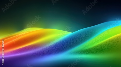 Colorful abstract waves create a vibrant visual experience with flowing designs in a dark background