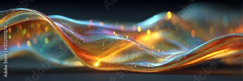 Vibrant flowing waves of light with shimmering colors creating a mesmerizing visual effect at night