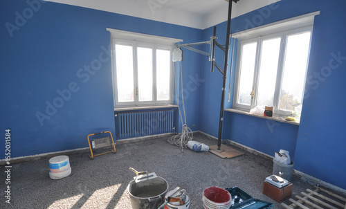 blue room in building site aka construction site