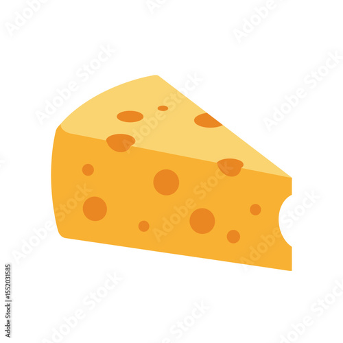 A delectable slice of yellow Swiss cheese with holes, a dairy snack isolated on a white background