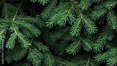 Green spruce tree branches with needle foliage