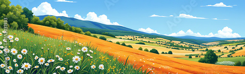 Beautiful Spring Landscape Anime Landscape Cartoon Nature Art Illustration