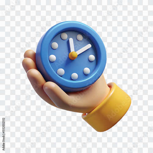3D Hand Holding Clock Icon PNG | Time Management, Deadline Reminder, Schedule Control Illustration