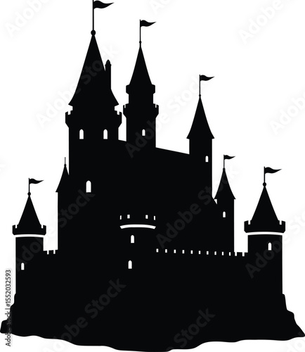solid black and white Silhouette Tample Vector