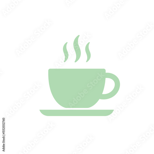 Hot cup of coffee, green tea, or a beverage mug with steam – a perfect design symbol for any cafe or restaurant breakfast