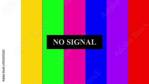 Television test screen static with no signal message broadcasting failure concept of technology glitch.