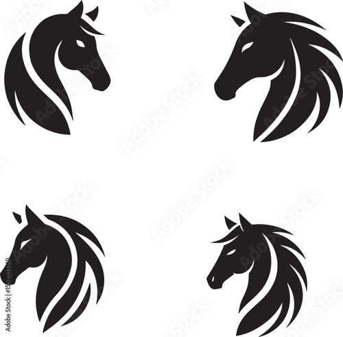 Silhouette set of horses