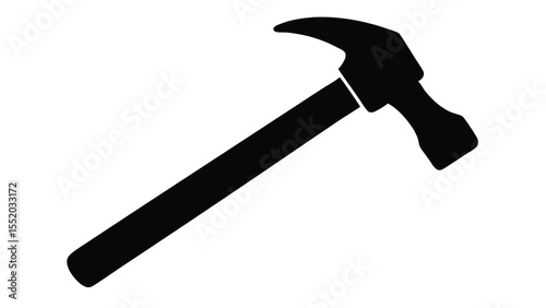 Hammer icon. A working tool. A symbol of construction and repair. Black silhouette of a hammer isolated on a white background. Vector illustration for design and web