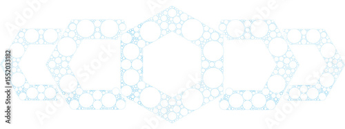Blue abstract Thin-Line Network of Geometric Hexagons with Centered Circles, Creating a Stylish and Contemporary Frame Layout. Vector illustration
