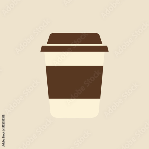 White disposable paper coffee cup icon with brown lid isolated vector illustration