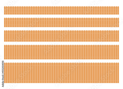 This image features five parallel rows of identical, uniformly designed fences. Each fence is constructed from wooden planks arranged vertically.
