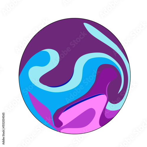 Outline Colorful Abstract Swirl Circle Vibrant Fluid Art Design