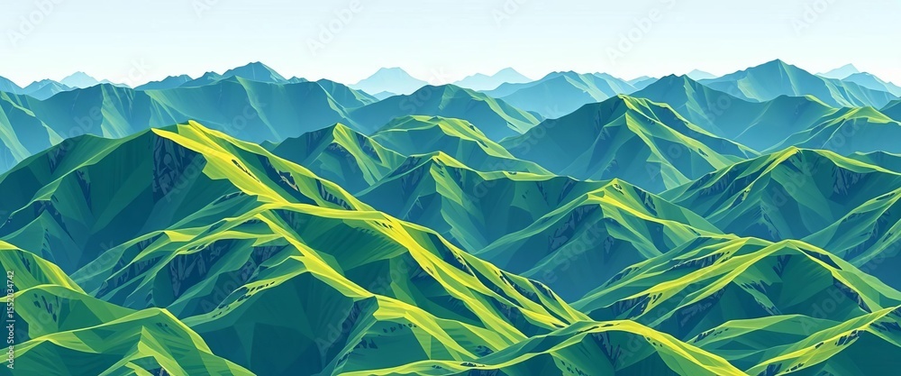 Geometric green mountain ridge landscape seamless vector pattern , tileable, green Geometric green mountain ridge landscape seamless vector pattern , tileable, green