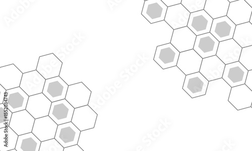 Geometric technology white and grey and light grey hexagon background. Abstract vector illustration Science technology and medical concept hexagon on transparent background. 