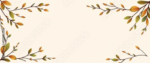 Elegant vintage wedding invitation template featuring leaves, twigs, oval & arch shapes,  vector,  floral