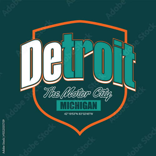 Detroit, Michigan. Vintage typography design in vector illustration.clothing, t shirt,apparel and other uses.