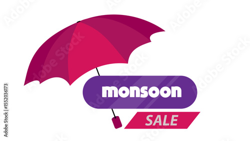 Monsoon Sale Vector with Umbrella
