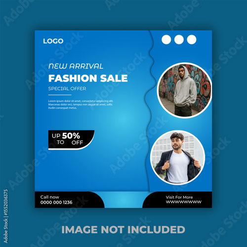 Fashion sale social media post template design with abstract background. Winter & summer mega sale marketing flyer with logo & icon. Online fashion business offer promotion graphic web banner.

