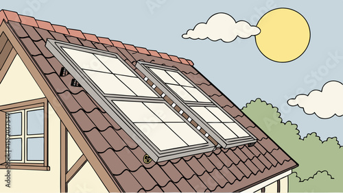 Bright Solar Panels Installed on a Modern Rooftop