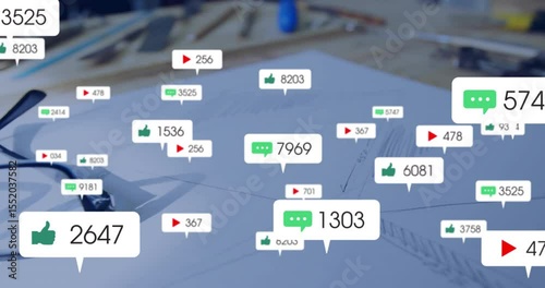 Notifications appearing after pause, floating around paper, updating eyeglasses showing feedback