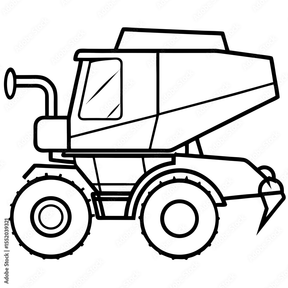 Naklejka premium Combine Harvester line art vector