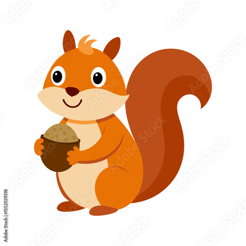 Squirrel With A Corn Cartoon Vector Illustration.