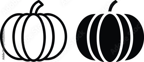 Stylized Black Pumpkin Icon – Minimalist Halloween Silhouette Vector Illustration