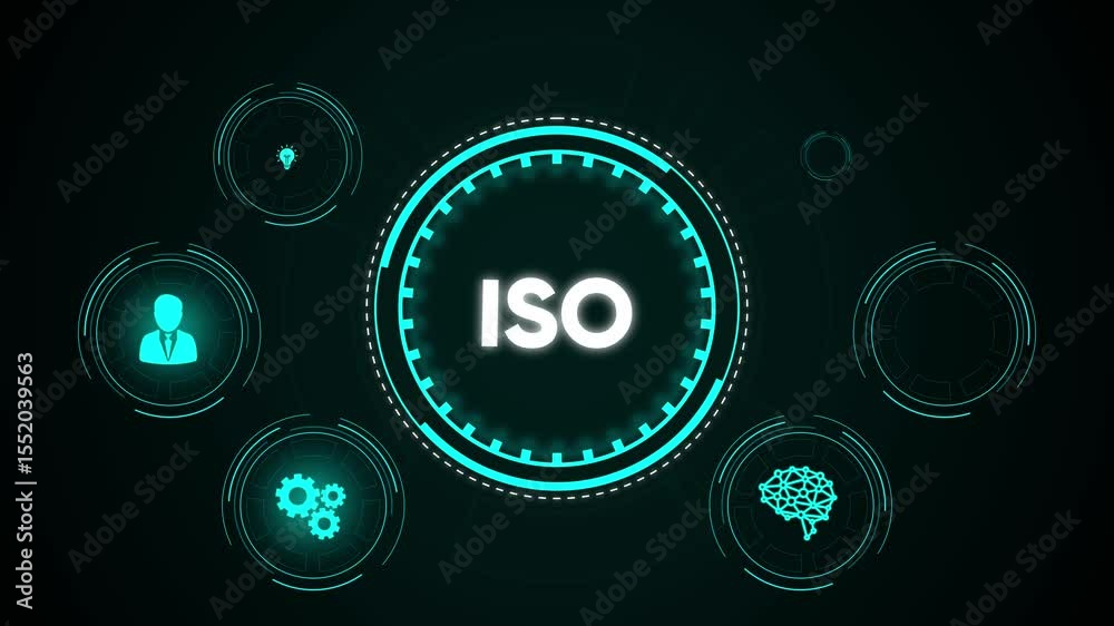 Futuristic digital interface hud displaying circular animated technology element on black background