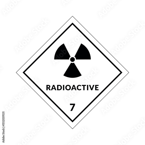 Radiactive Hazard Sign Vector Flat Design On White Background. Warning Label Class 7.	