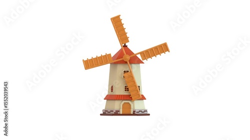 Farming windmill loader icon 3d animation concept of natural resources and agriculture technology icon animation